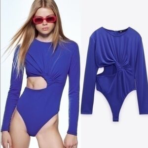 ZARA Bodysuit with knot and cut out detail